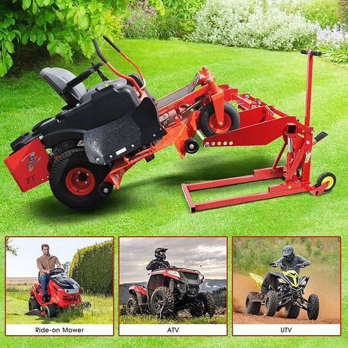 550 Lbs Lawn Mower Lift | Riding Lawn Mower Lift Jack for Lawn Tractors, Zero Turn Mowers, and All Riding Mowers
