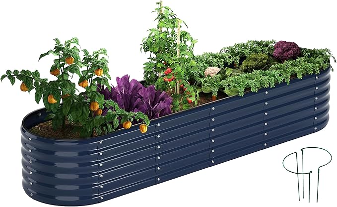 Galvanized Metal Planter Raised Garden Bed Kit for Gardening Outdoor,8x2x1ft Planter Grow Garden Box Raised Flower Bed,Long Vegetable Clearance Herb Raised Garden Beds for Gardening