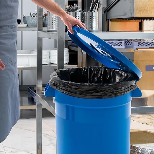 PRO&Family 20 Gallon Trash Can with Lid Round Ingredient Storage Containers Recycling Bin Kitchen Garbage Can Office Garbage Can Trash Barrel Plastic Barrel Yard Waste Bin Outdoor Trashcan (1, Blue)