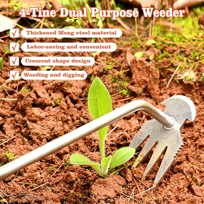 Weed Removal Tool,Portable Garden Weeder Tool,2024 New Manganese Steel Weed Puller Tool with Rubber Handle for Vegetable Gardening Garden Yard Farm Farm Planting & Uprooting Weeding Tool