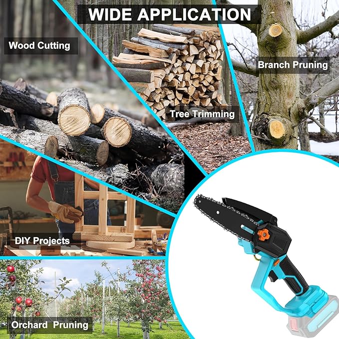 Mini Chainsaw for Dewalt 20V MAX Battery, 6-Inch Brushless Cordless Pruning Chainsaw, Security Lock, Battery Powered for Wood Cutting Tree Trimming Camping(No Battery)
