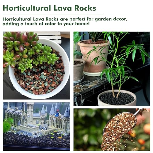 18 Pounds Mix Horticultural Lava Rocks, 5-8 mm Lava Rocks for Plants, Bonsai Rocks Horticultural Grit Soil Cover Gravel for Succulents and Hydroponics, Fairy Gardening, Top Dressing, Plant Drainage