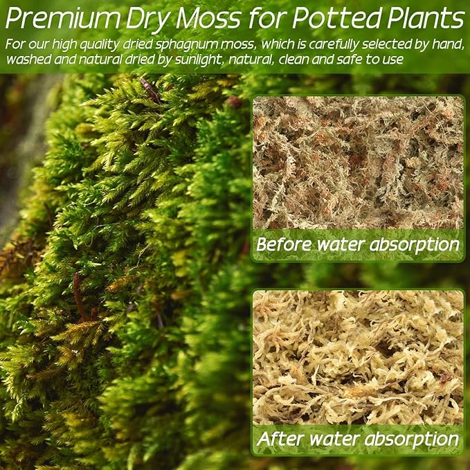 ZeeDix 2.2 Pounds Sphagnum Moss for Plants, 40QT Orchid Moss Long Fibered Sphagnum Peat Moss Bulk for Carnivorous,Orchid,Sarracenia,Succulent,Venus Fly Traps and Reptiles