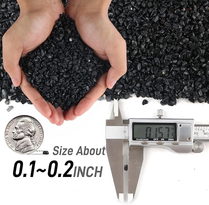 45LB Aquarium Gravel Black Rocks for Succulent,Cactus Bonsai DIY, Gravel for Terrarium, Fairy Gardening, Top Dressing (6mm-8mm)