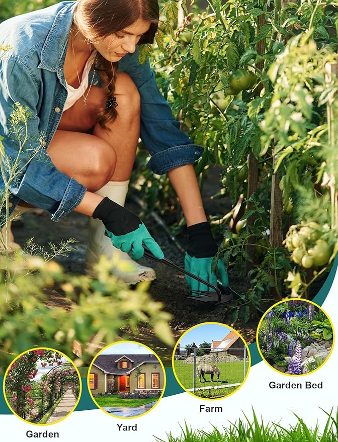 Weed Puller Tool Garden Weeding Tool, 12.2" Weed Puller Hand Weeder Tool, Portable Hand Weeding Tools Gardening, 4 Claw Steel Garden Hand Pulling Weeder Tool for Dandelion Remove Weeds for Garden Yard