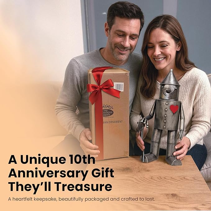 Tin Man Outdoor Statue β Whimsical Metal Yard Decor for Lawn or Patio β Unique Weatherproof Ornament β Giftable Sculpture for Outdoor Enthusiasts