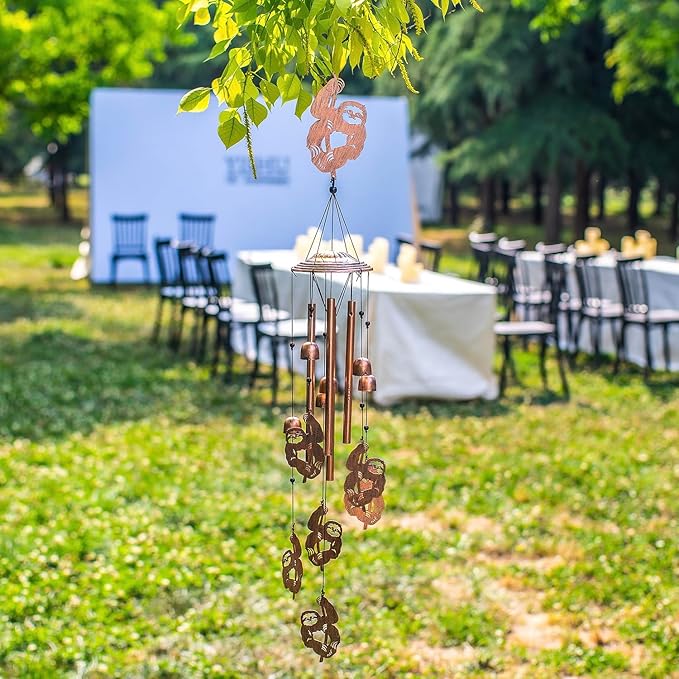 Sloth Wind Chimes Outdoor Sloth Gifts for Women/Men/Mom/Wife/Grandma Birthday Gifts Memorial Gift Metal WindChimes for Outside/Indoors, Lawn, Patio, Home, Porch, Yard Decor, Garden Decorations