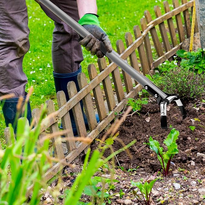 Walensee Action Hoe for Weeding Stirrup Hoe Tools for Garden Hula-Ho with Adjustable 36-81 Inch Scuffle Loop Hoe Gardening Weeder Cultivator, Sharp Metal Handle Weeding Rake with Cushioned Grip