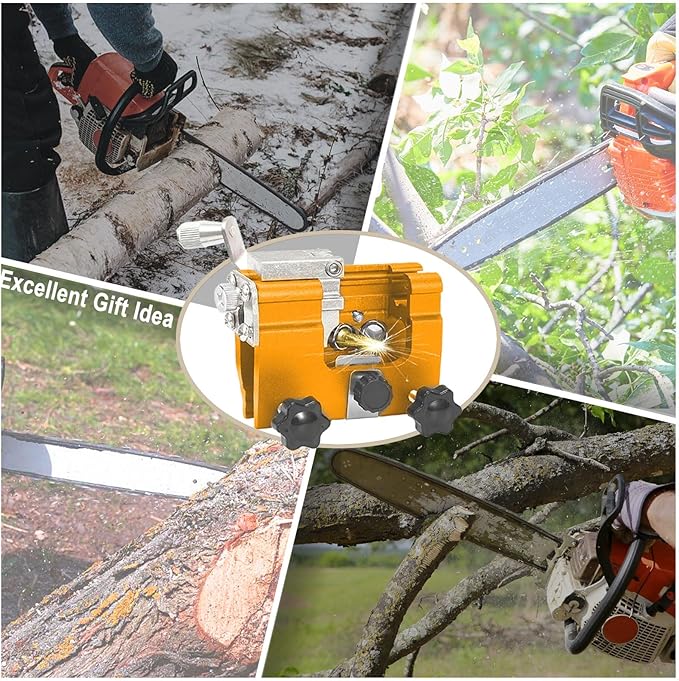 Chainsaw Sharpening Jig, Portable Hand Chain Saw Sharpener Tool with 8 Titanium-Plated Bits, Gloves, Storage Bag & Brush, Chainsaw Sharpener, Chainsaw Sharpener Kit for 4"-22" Chainsaw & Electric Saws