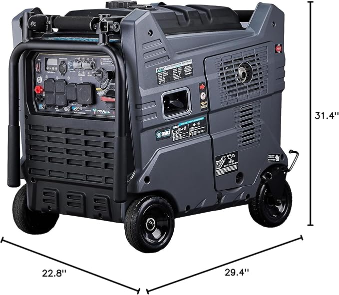 Pulsar 9500W Tri Fuel Gasoline Propane Natural Gas Portable Inverter Generator w/Remote Start & CO Sentry for Home Use GS95TiSCO