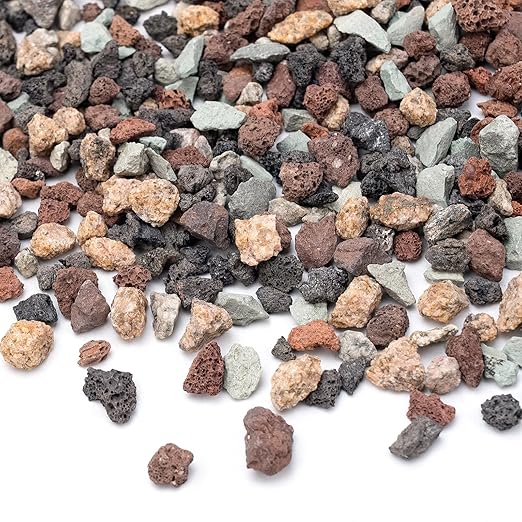 5 lbs Lava Rocks for Plants, 1/5 Inch Pea Gravel for Pots Indoor, Succulent, Terrarium, Cactus, Bamboo, Bonsai Tree, Mixed Color Volcanic Rocks for Top-Dressing, Good Drainage