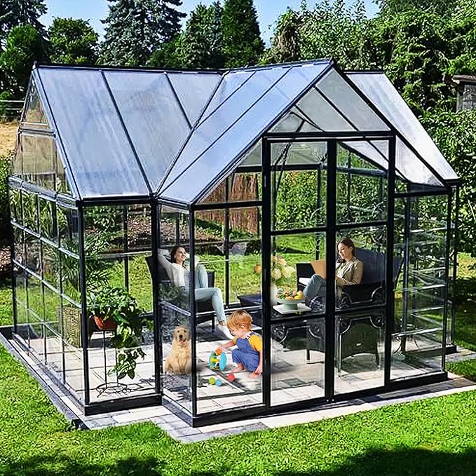 12 Pcs Polycarbonate Greenhouse Panels Polycarbonate Sheets Twin-Wall Roof Panels Waterproof UV Protected Clear Corrugated Plastic Roofing for Greenhouse, Outdoor, Plant Stand Roof(4' x 2' x 0.24'')