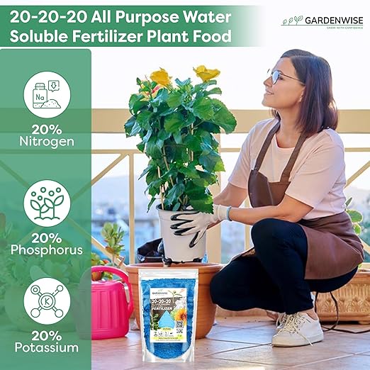 20-20-20 Water-Soluble Fertilizer โ Powder for Liquid Plant Food for Indoor & Outdoor Plants, Orchids, Vegetables, Lawns, Flowers โ 20 20 20 Fertilizer (10 QUARTS)