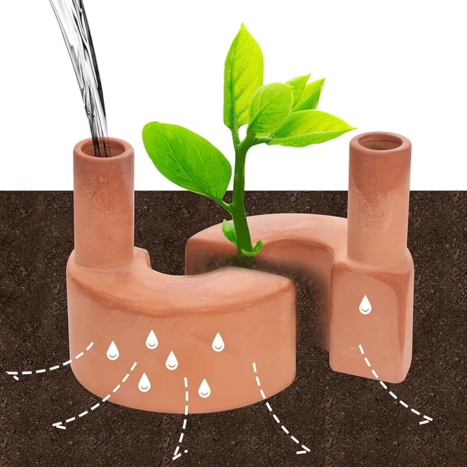 Self-Watering Terracotta Plant Watering Devices Automatic Plant Watering Spikes Easy Self-Irrigation for Houseplants, Garden, and Flowers.