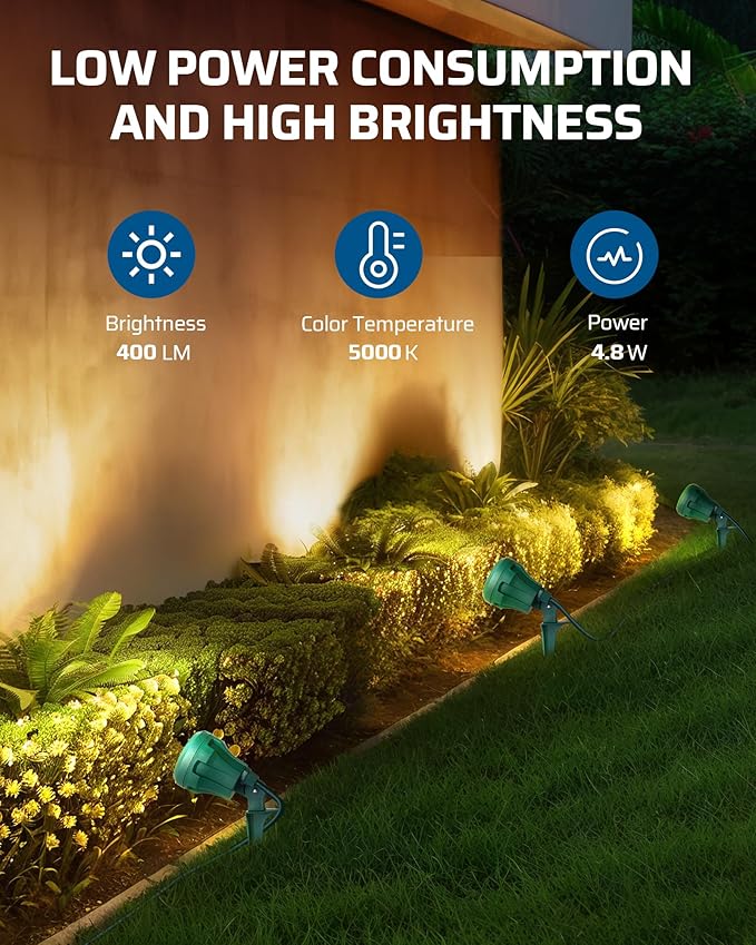 DEWENWILS Halloween 120V Spotlight Outdoor, 400LM Waterproof LED Spot Light with 3 Extra Lenses (Red Yellow Green), Landscape Lighting for Holiday, Trees, 5FT Extension Cord, UL Listed