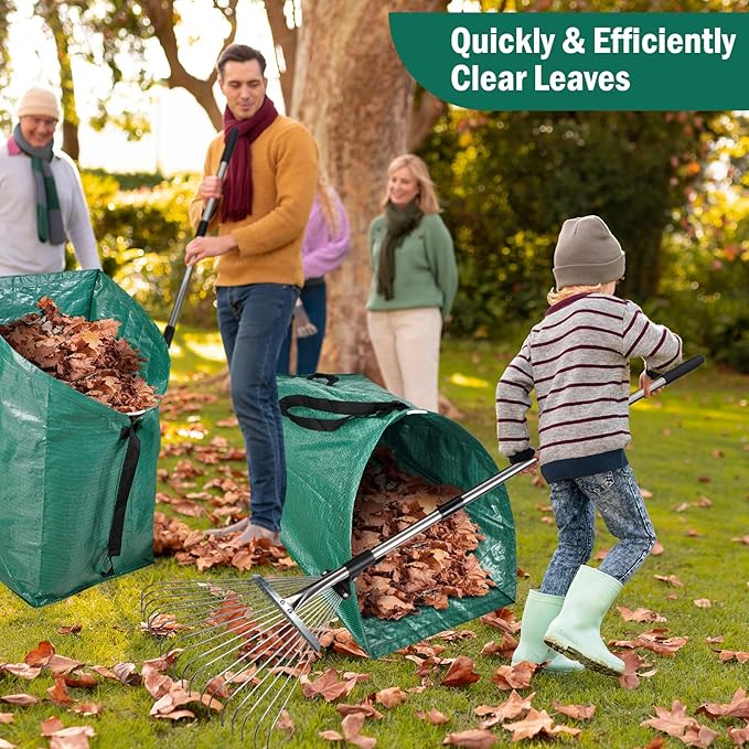 2 Pack 60 Gallon Leaf Collector,Collapsible Lawn & Leaf Bag,Heavy Leaves Pick up Tool Reusable Yard Waste Bags,Large Yard Dustpan Type Garden Bag for Leaves,Debris,Grass,Clippings,Lawn Trash