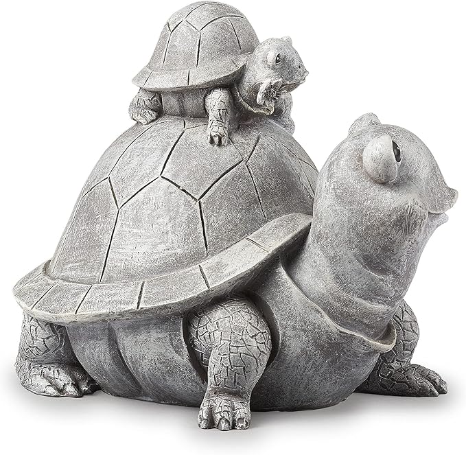 Roman Garden - Turtle and Baby Statue, 7" H, Pudgy Pals Collection, Resin and Dolomite, Decorative, Garden Gift, Home Outdoor Decor, Durable, Long Lasting