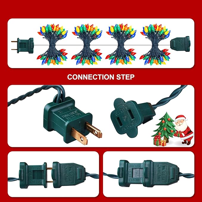 HAYATA C9 Big Bulbs Classic Christmas Lights 100 LED 64ft Strawberry String Light - Fairy Lighting for Outdoor, Indoor (Multi Color - 100LED)