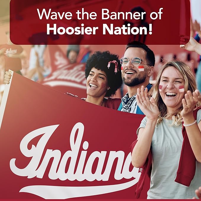 Indiana Hoosiers 5' x 8' College Sports Printed Flag - NCAA Licensed - Nylon - School Banner (White, Red)