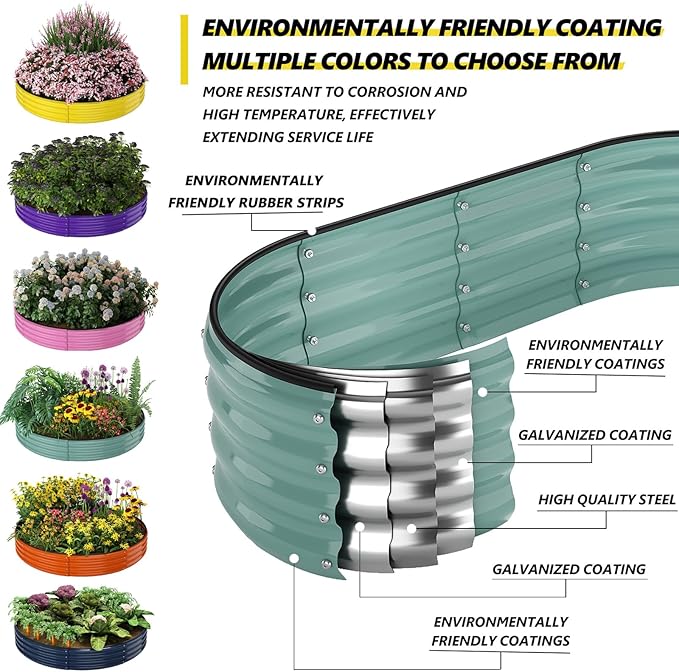 Galvanized Metal Planter Round Raised Garden Bed Kit for Gardening Outdoor,3x3x1ft Planter Grow Garden Box Raised Flower Bed,Round Galvanized Planter Outdoor Large Metal Fire Pit Ring