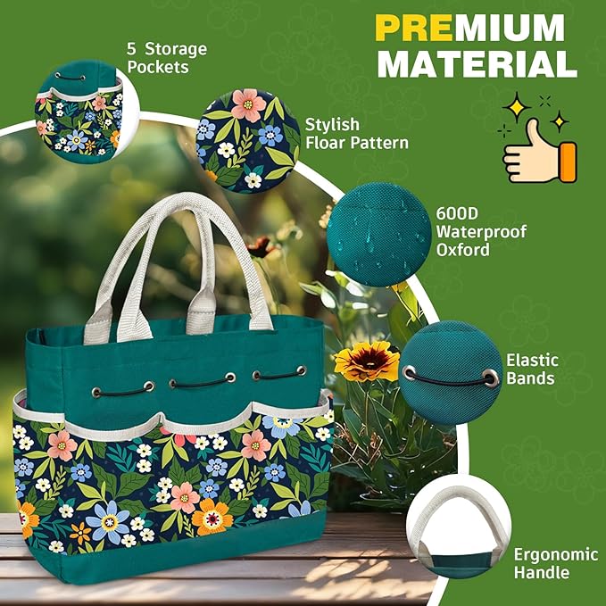 22Pcs Gardening Tools Set for Women Heavy Duty Garden Hand Tools Yard Work Tools Gardener Gifts Gardening Accessories with Tools Bag/Shovel/Mat/Plant Labels/Gloves