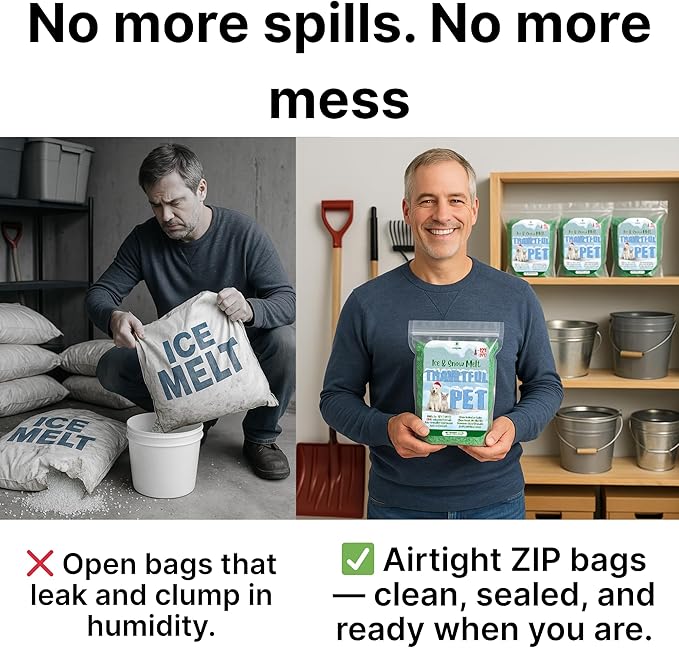 Thawtful Pet Safe Ice Melt – Pet Friendly Ice Melt, Snow Melt – Green Granules with CMA, Melts to −12°F (−24°C) - Driveway Salt & Sidewalk Salt for Ice (4 qt. - 8.5 lb.)