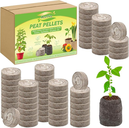 ZeeDix 50 Pcs 36mm Seed Starter Peat Pellets for Seedlings, Compressed Seed Starter Potting Soil Plugs Plant Starter Pods Soil Pellets for Seed Starting Gardening Planting Flowers Herbs and Vegetables