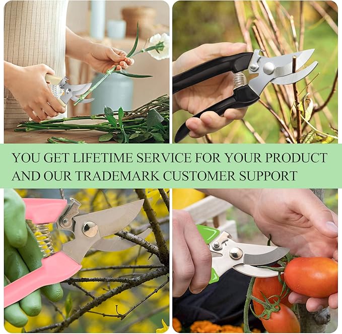 Premium garden shears, meperez pruning scissors gardening tools, pruners for flower, bushes, rose and fruit tree, use for florist, yard and orchard the plant clippers, sharp steel anvil snips