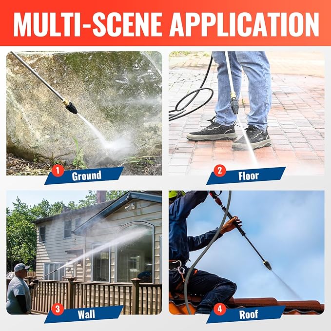 YAMATIC Pressure Washer Tips Turbo Nozzle 4000 PSI Max. 5000 PSI, 360° Rotating Turbo Spray Tips For Power Washer with 1/4" Quick Connector, 4.0 GPM