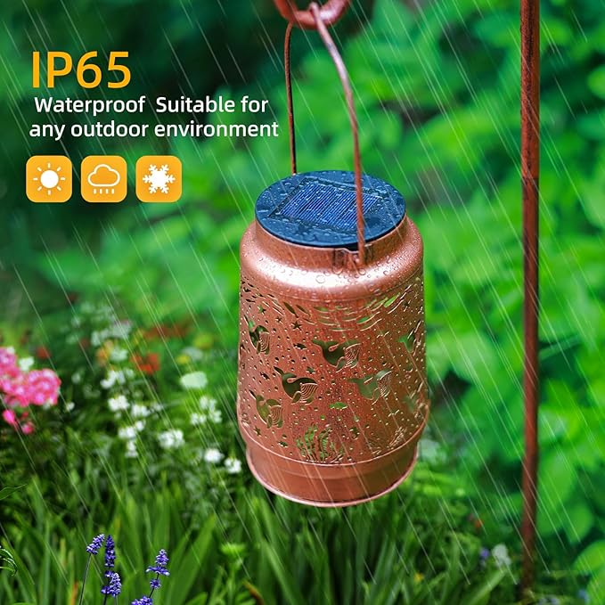 Whale Solar Lanterns Outdoor Waterproof Hanging Sunflower Solar Lights Gifts for Women Men Metal Decorative LED Lanterns Outside for Garden, Yard, Patio, Lawn, Porch, Backyard