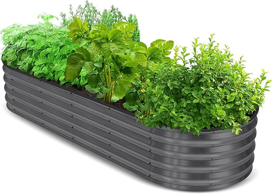 Utopia Home Galvanized Raised Garden Bed, 6 by 2 by 1 feet Lightweight Planter Boxes Outdoor with Easy Assembly, Large Garden Bed for Vegetables, Fruits, Flowers, Dark Grey