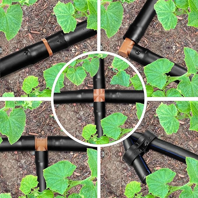 36 Pieces Drip Irrigation Kit:Drip Irrigation Parts for 1/2 Inch Drip Irrigation Tubing with 17mm 0.600" ID Drip Barbed Connectors Including 12 Couplings 10 Tees 6 Elbows 6 Plugs 2 Crosses