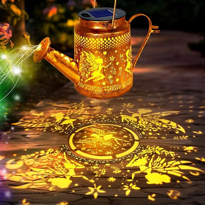 Solar Watering Can Lights, Fairy Hanging Lanterns Outdoor, Gardening Gifts for Mom Women Grandma Birthday, Waterproof Solar Lights Garden Decor for Outside Yard Art Patio Porch Lawn Backyard, 1 Pack