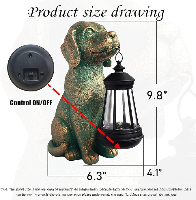 Dog Garden Statue Outdoor Décor with Solar Lights Lantern,Dog Solar Light Figurines Outside Decorations for Yard,Lawn ,Patio, Balcony, Unique Housewarming Gifts