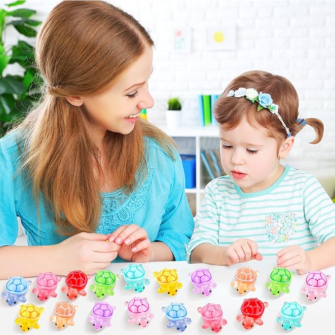 120pcs Luminous Mini Resin Turtles 9 Colors Glow in The Dark Tiny Sea Turtle Figures to Hide Small Plastic Ocean Animal for Micro Landscape Fairy Garden DIY Miniature Dollhouse Home Decor Party Favers