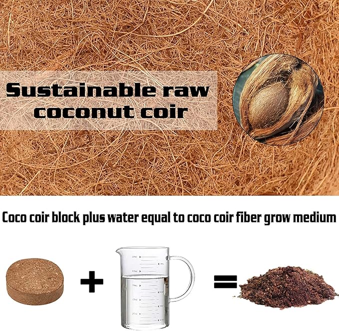 ZeeDix 50pcs(30mm) Compressed Coco Coir Fiber Potting Soil- Coir Medium, Coconut Soil for Indoors or Outdoors, Bonsai, Herbs, Plants, Flowers and Vegetables