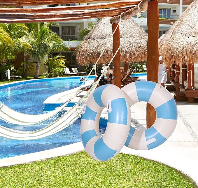2PCS Large Swimming Pool Tubes Inflatable Pool Floats for Adult Swim Ring Floaties Inflatable Swimming Pool Raft Summer Beach Lounger Float Party Supplies