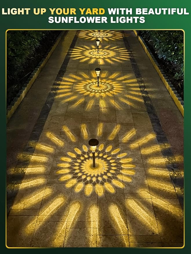 Ultra Bright Solar Lights 8 Pack, Outdoor Solar Yard Pathway Lights, Warm White IP67 Waterproof LED Garden Lights for Path, Backyard, Christmas, Lawn, Landscape Decorative