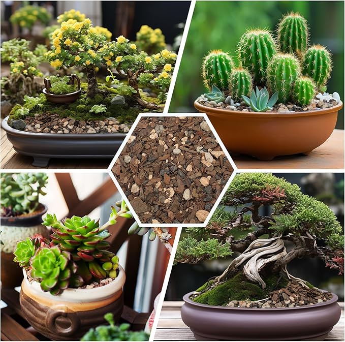 Bonsai Soil Mix 1qt, Potting Soil Mix Ready to Use for Bonsai Tree and Indoor Plants, Composed of Akadama, Lava Rock, Prumice, Bark