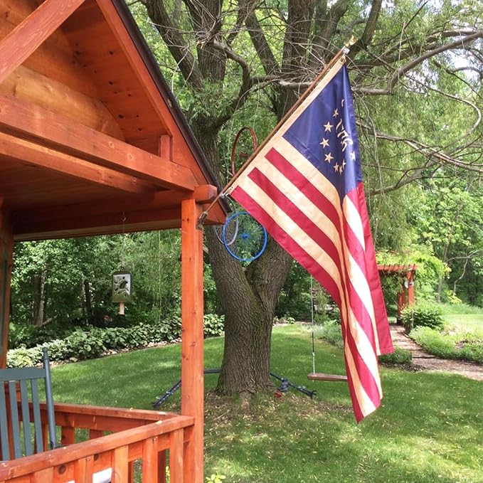 Homissor 1776 Betsy Ross Flag 3x5 Feet Tea-Stained Vintage American Flags Heavy Duty Outdoor Embroidered 13 Star Colonies 1776 Banner for Outside