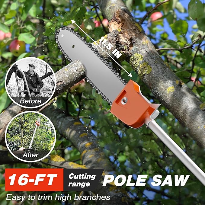 52cc 6-in-1 Gas Powered Weed Eater with Hedge Trimmer & Pole Saw - Multi-Attachment Brush Cutter,2-Stroke Lightweight Trimming Machine for Yard Maintenance