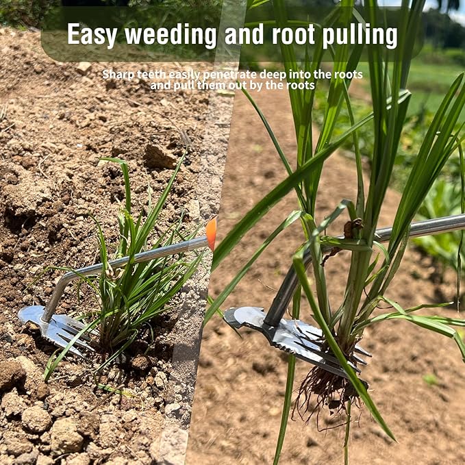 Weed Remover Tool,2024 New Weeding Tools Gardening,Weed Puller Tool with Long Handle (Plastic Handle Silver)