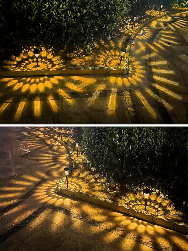 Ultra Bright Solar Lights 8 Pack, Outdoor Solar Yard Pathway Lights, Warm White IP67 Waterproof LED Garden Lights for Path, Backyard, Christmas, Lawn, Landscape Decorative