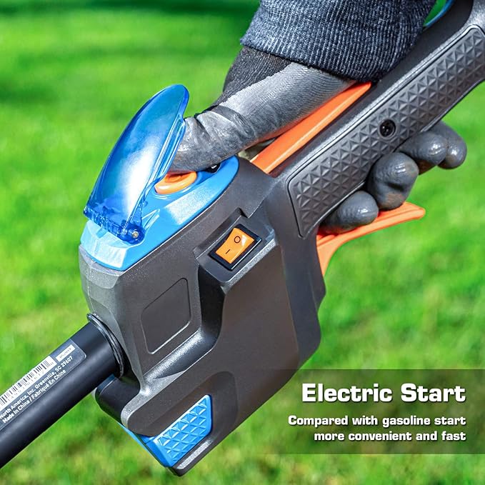 LawnMaster Nopull 17" Gas String Trimmer Grass Trimmer with Electric Start Variable Speed Ideal for Garden Trimming with 26 cc 2-Cycle Engine