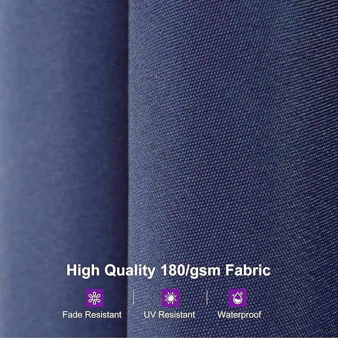 PURPLE LEAF 13ft Double-Side Patio Umbrella with Solar Lights Outdoor Market Umbrella with Base and Crank Handle Table Umbrella for Backyard Pool Garden Deck, Navy blue