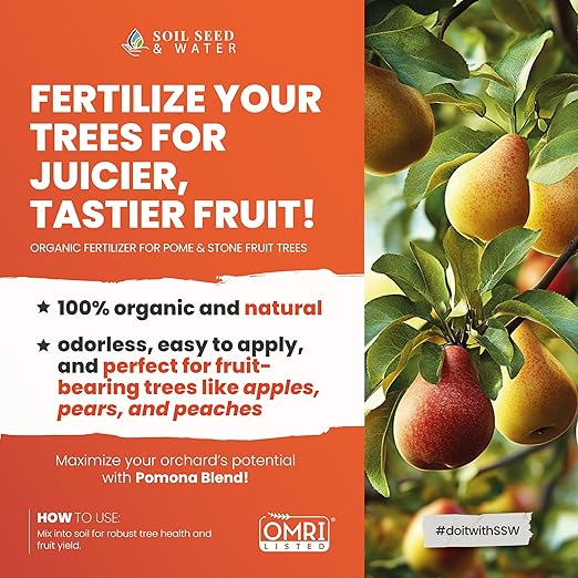 Soil Seed & Water Pomona Blend Concentrated Organic Soil Amendment Fertilizer for Pome & Stone Fruit Trees