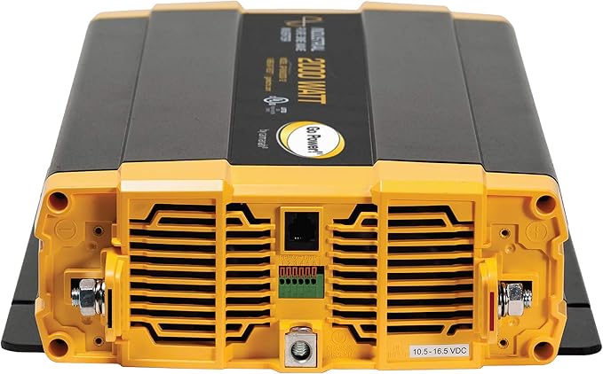 Go Power GP-ISW2000-12 Pure Sine Wave Inverter, 2000W Continuous 4000W Surge, 12V to 120V Power Converter, Slim Design, Two 20A GFCI Outlets, Industrial Use, 2-Year Coverage