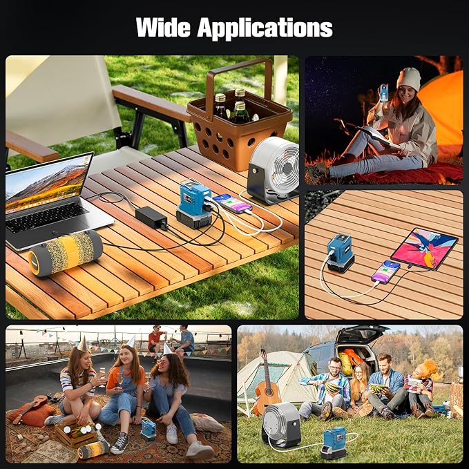 Power Inverter for Makita 18V Battery: Portable Power Supply Inverter Convert - 200W DC 18V to AC 110V~120V Battery Powered Outlet with 2 USB&AC&Type-C Phone Charger Power Station