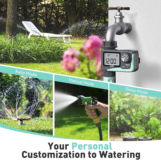 RAINPOINT Sprinkler Timer Outdoor, Water Timer for Garden Hose Faucet Timer, Programmable Watering Irrigation Timer with Rain Delay/Manual, V2, 2024 Release(Plastic)