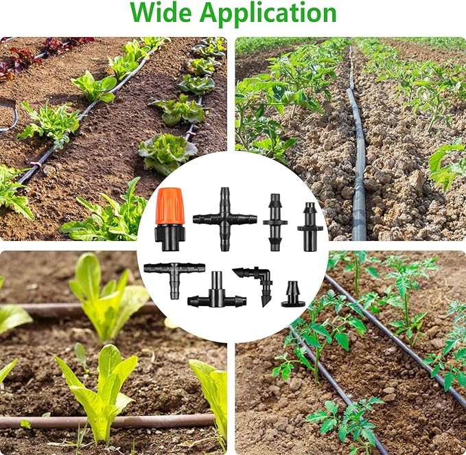 250 Pcs Drip Irrigation Fittings Kit for 1/4" Tubing:Gardrip 1/4 Inch Drip Irrigation Barbed Connectors (Nozzles, Nozzle Tees, Single Barbs, Couplings, Tees, Elbows, Plugs, Crosses) for Garden Systems